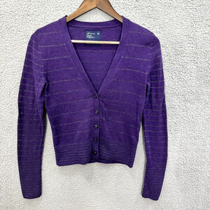 Vtg Y2K American Eagle‎ Cardigan Sweater Small Purple Bella Swan Vampire Diaries